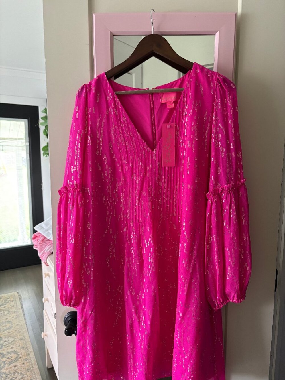 Lilly Puitzer Long Sleeve Silk Dress Pink